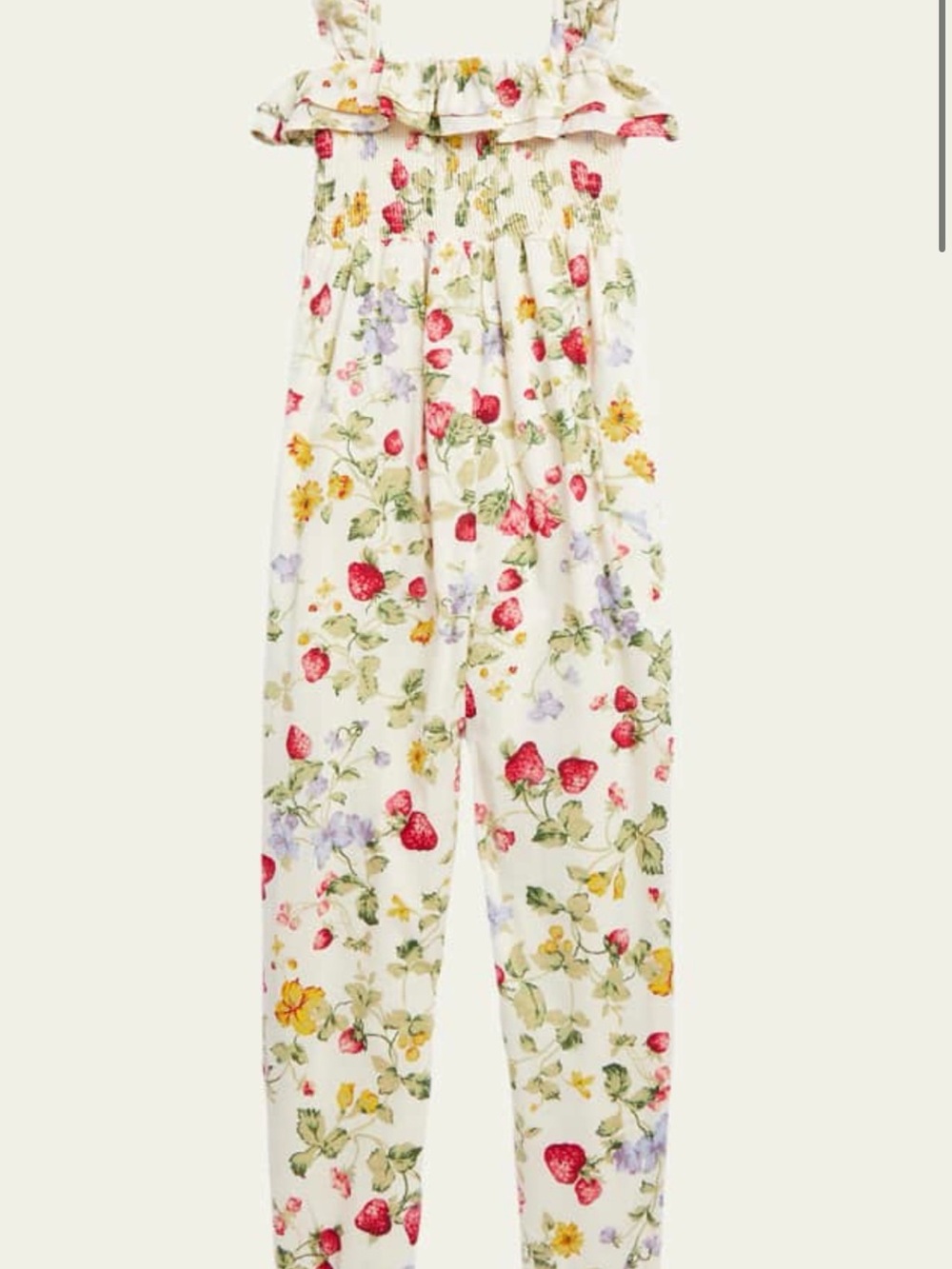 Ralph Lauren Cream Floral & Strawberry Print Girls' One-Piece - Picture 3 of 13